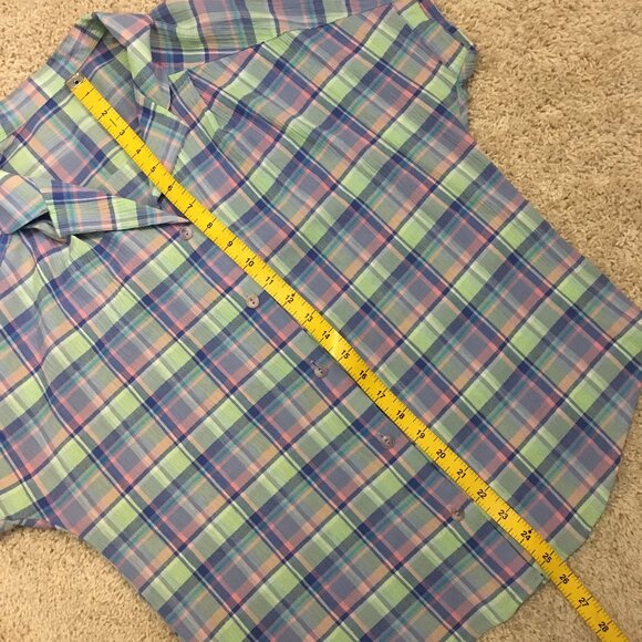 Vintage St Michael Plaid Pastelcore Seersucker Short Sleeve Button Down - Picture 15 of 16